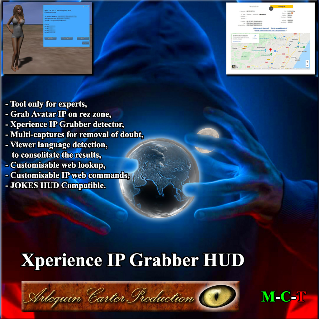 Xperience IP Grabber HUD SecondLife Arlequin Carter Production